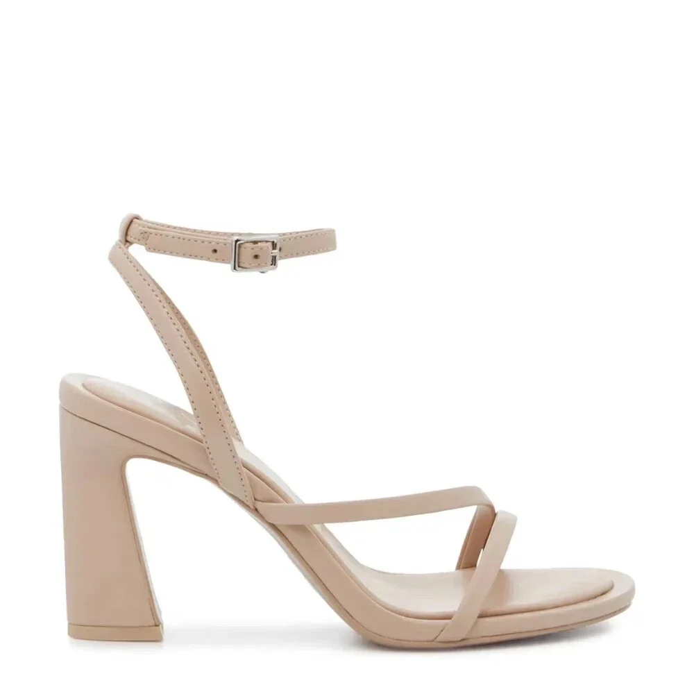 Mix No. 6 Harllow Dress Sandals Women's 9 Beige Ankle Strap Flared Heel GAL1270